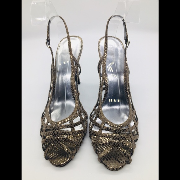 Shoes - ✨Calvin Klein Pewter Caged Slingbacks
